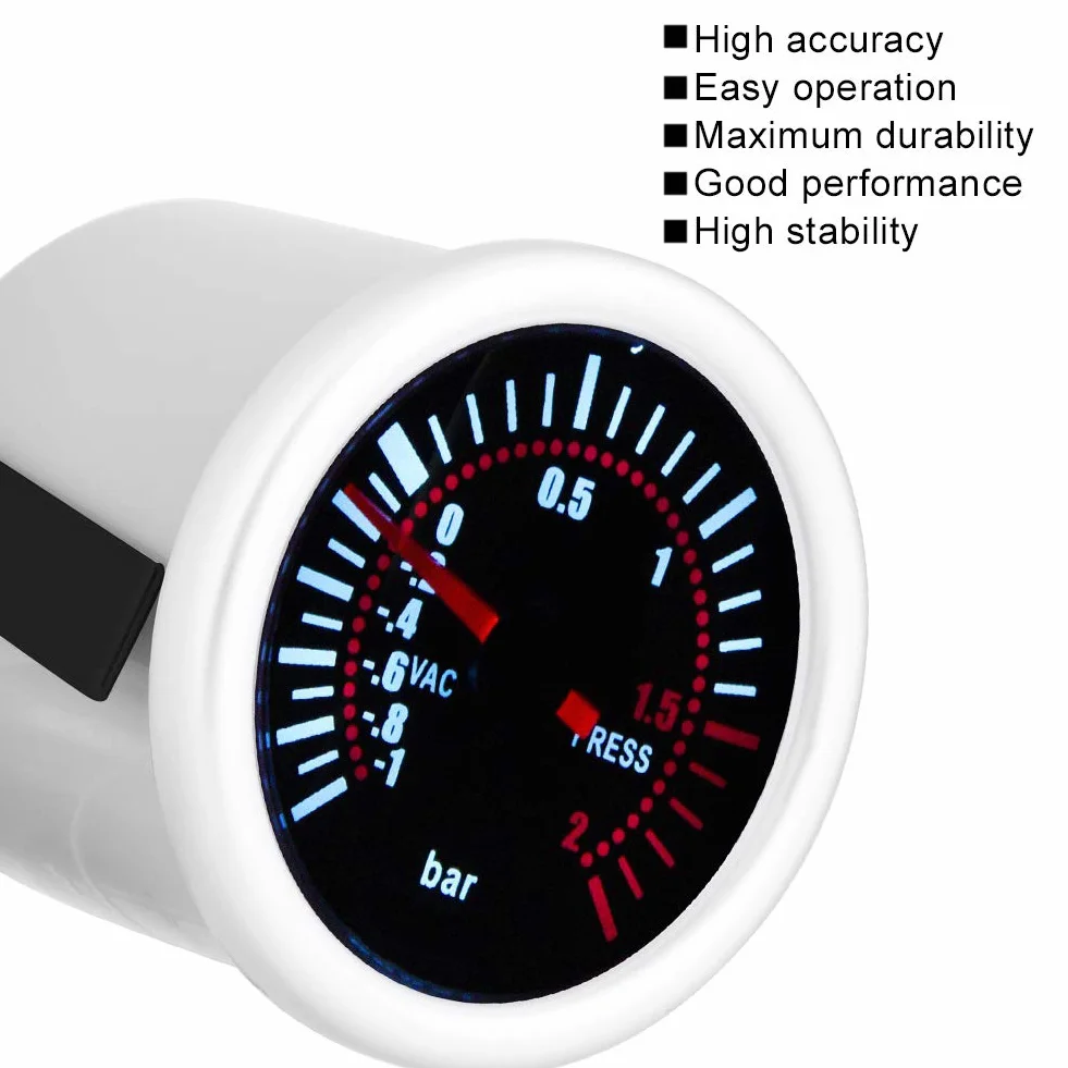 Samochodowy wskaźnik doładowania turbo, uniwersalny cyfrowy wskaźnik PSI 12 V LED Akozon z rurą PVC i czarną tarczą T-kształtną