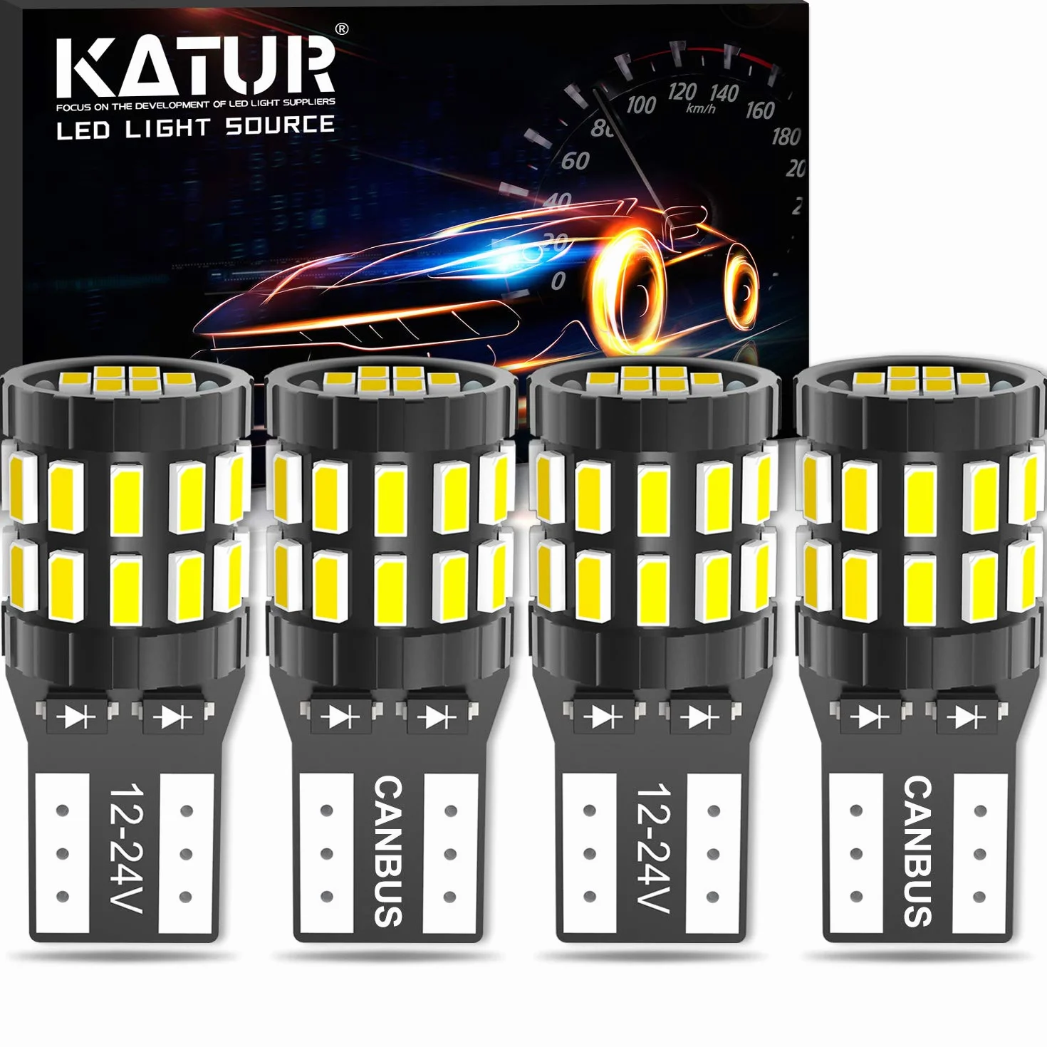 KATUR żarówka LED 194 T10 W5W 168 Super Jasna 6000K Biała Ksenonowa 30-SMD 3014 Chips 12-24V CANBUS Wolna od Błędów - Zastępcza Żarówka LED do Lampy Wewnętrznej Samochodu (Ulepszona Wersja)