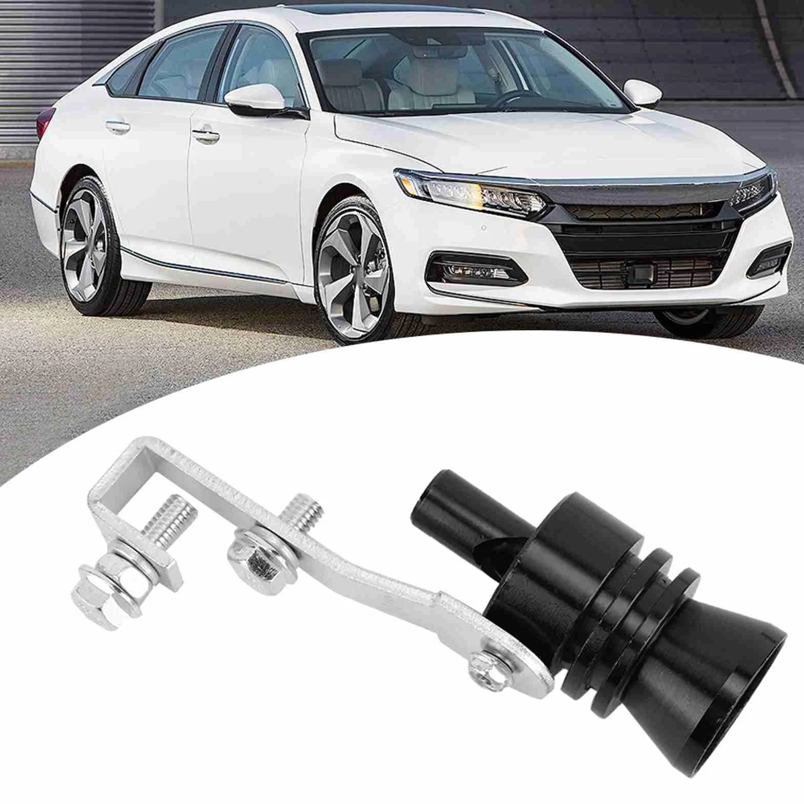 Qiilu Turbo gwizdek, symulator zaworu wydechowego rury wydechowej samochodu ze stopu aluminium czarny Turbo gwizdek odpowiedni do hałasu tłumika samochodowego