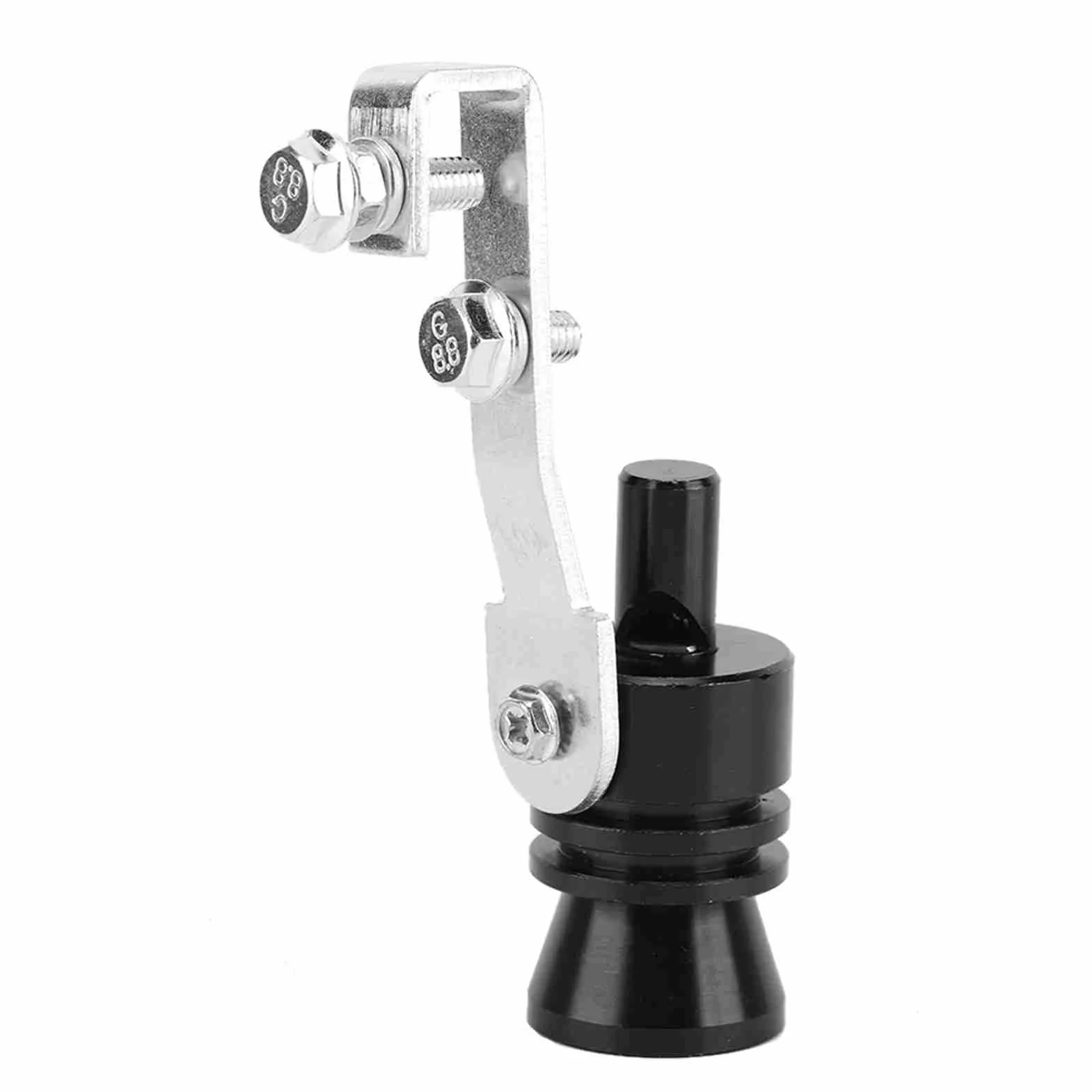 Qiilu Turbo gwizdek, symulator zaworu wydechowego rury wydechowej samochodu ze stopu aluminium czarny Turbo gwizdek odpowiedni do hałasu tłumika samochodowego