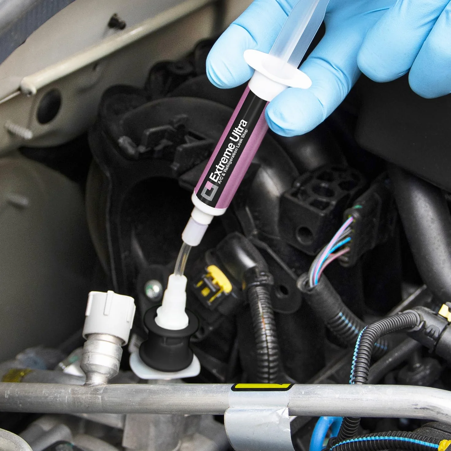 Errecom Adapter 5/16 SAE (O-ring zielony) do instalacji z gazem chłodniczym R410a, R32 + Wąż Flex Hose do wprowadzania dodatków do klimatyzacji i chłodnictwa