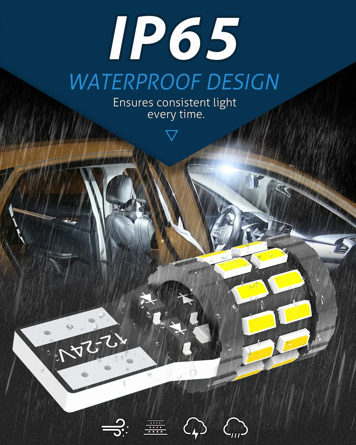 KATUR żarówka LED 194 T10 W5W 168 Super Jasna 6000K Biała Ksenonowa 30-SMD 3014 Chips 12-24V CANBUS Wolna od Błędów - Zastępcza Żarówka LED do Lampy Wewnętrznej Samochodu (Ulepszona Wersja)