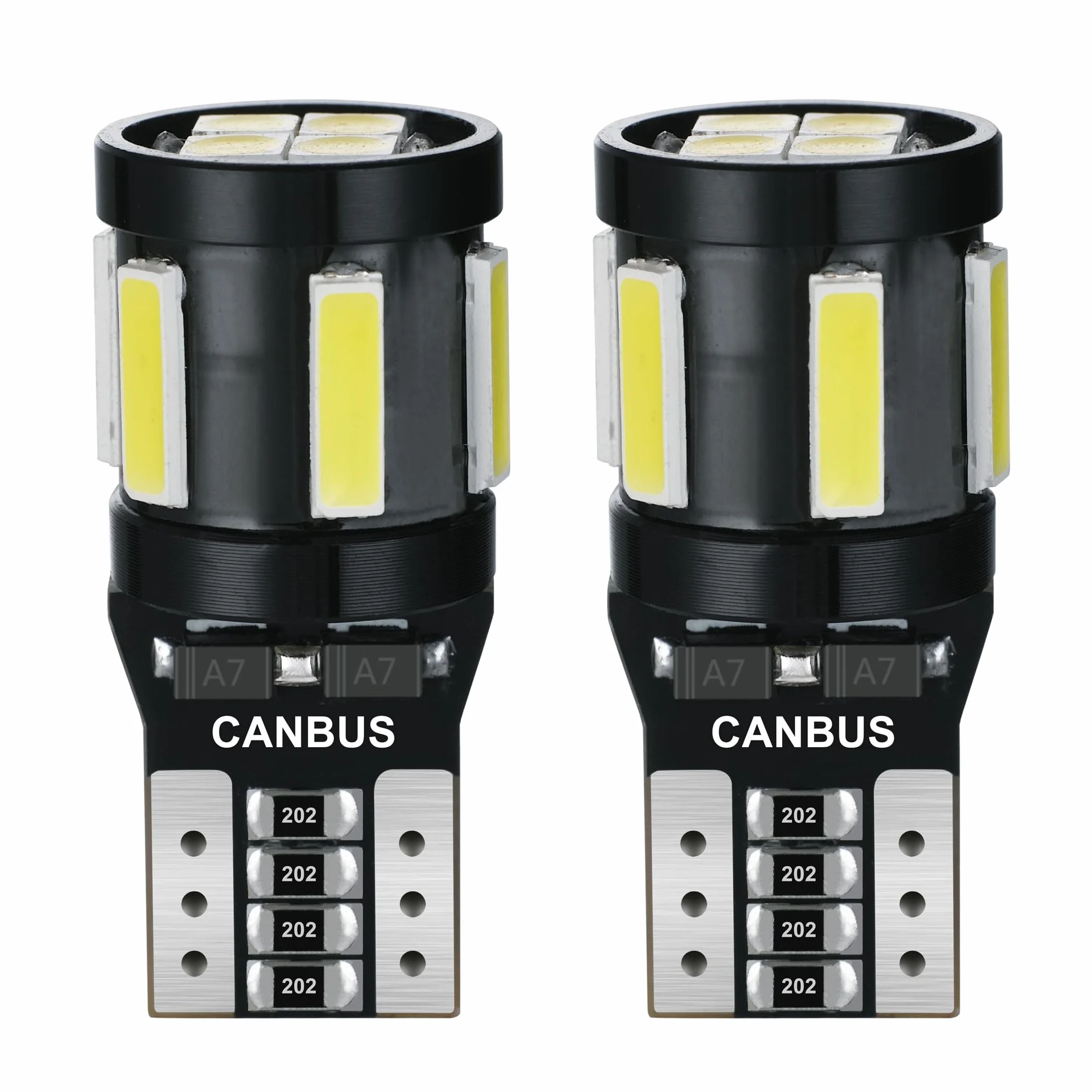 T10 W5W Żarówka LED CANBUS Bezbłędna 10SMD 501 194 168 12 V Zamiennik do samochodu Lampy pozycyjne Wnętrz Światła Kopuła Sufitowa Sufitowa Bagażnik Drzwi Tablica rejestracyjna 6500K Biały 2 szt