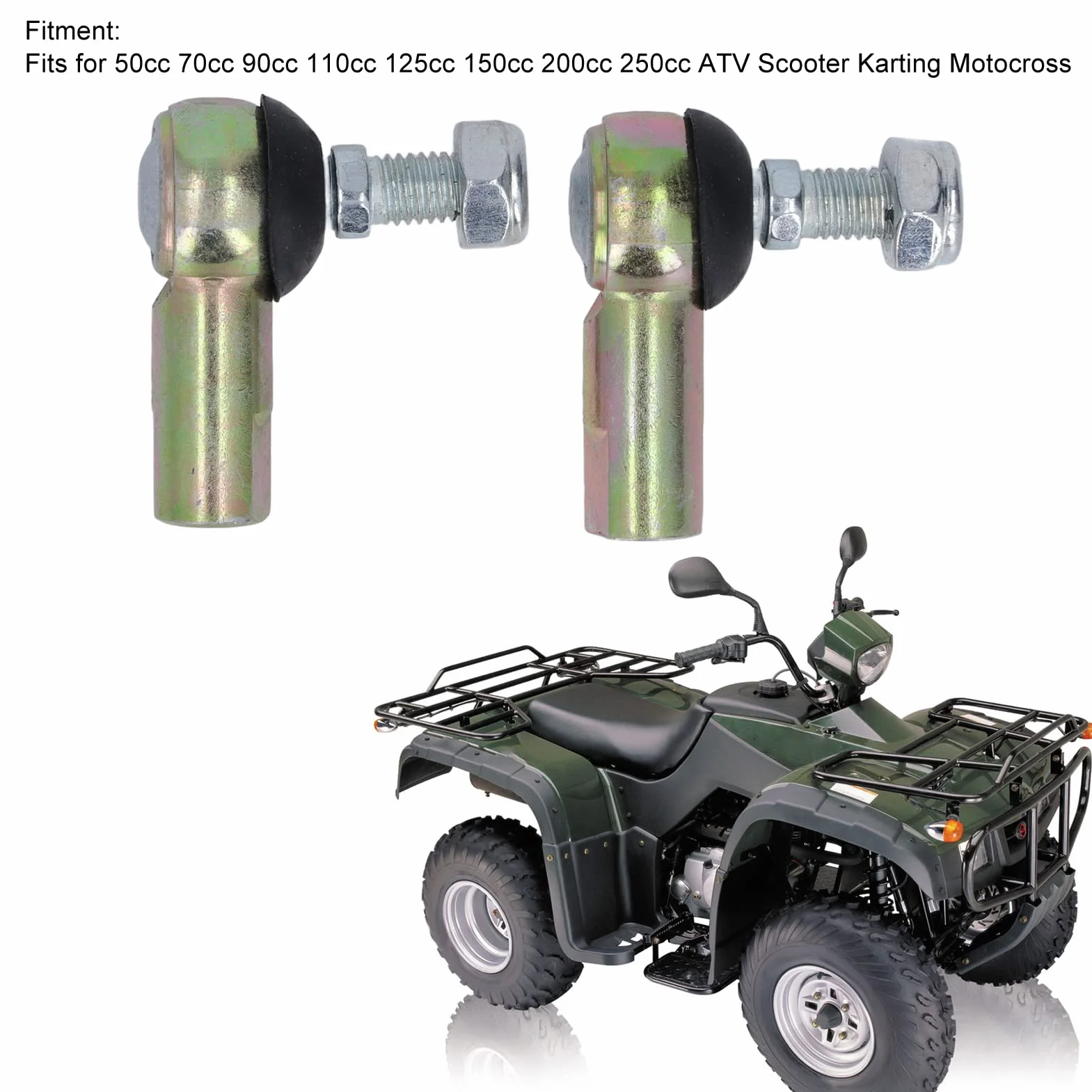 Tbest Zestaw Końcówek Drążka Kierowniczego, 2 Szt. Końcówka Drążka Kierowniczego M10 10mm Sway Bar Przegub Kulowy Zestaw do 50cc 70cc 90cc 110cc 125cc ATV Skuter Karting Motocross