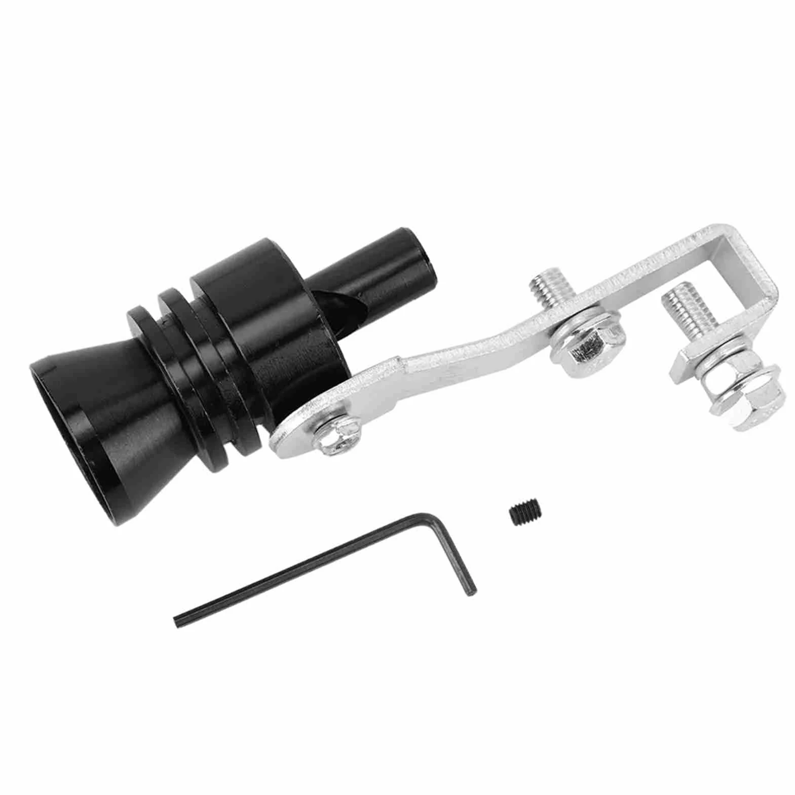 Qiilu Turbo gwizdek, symulator zaworu wydechowego rury wydechowej samochodu ze stopu aluminium czarny Turbo gwizdek odpowiedni do hałasu tłumika samochodowego