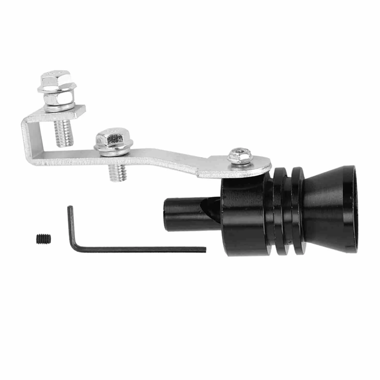 Qiilu Turbo gwizdek, symulator zaworu wydechowego rury wydechowej samochodu ze stopu aluminium czarny Turbo gwizdek odpowiedni do hałasu tłumika samochodowego