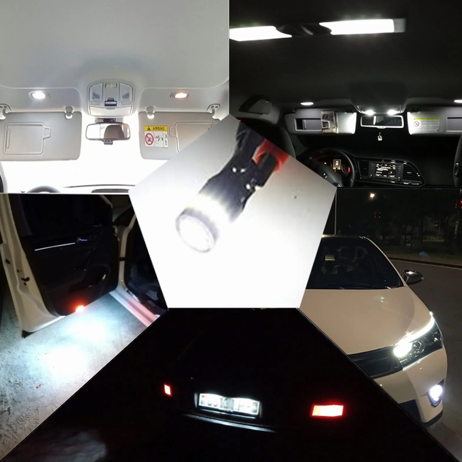 XELORD Żarówki LED T10 W5W, bardzo jasne 6000K białe CANBUS, wolne od błędów, 12V, żarówki zamiennik do lamp wewnętrznych samochodowych, 2 sztuki (W5W/T10 2 sztuki)