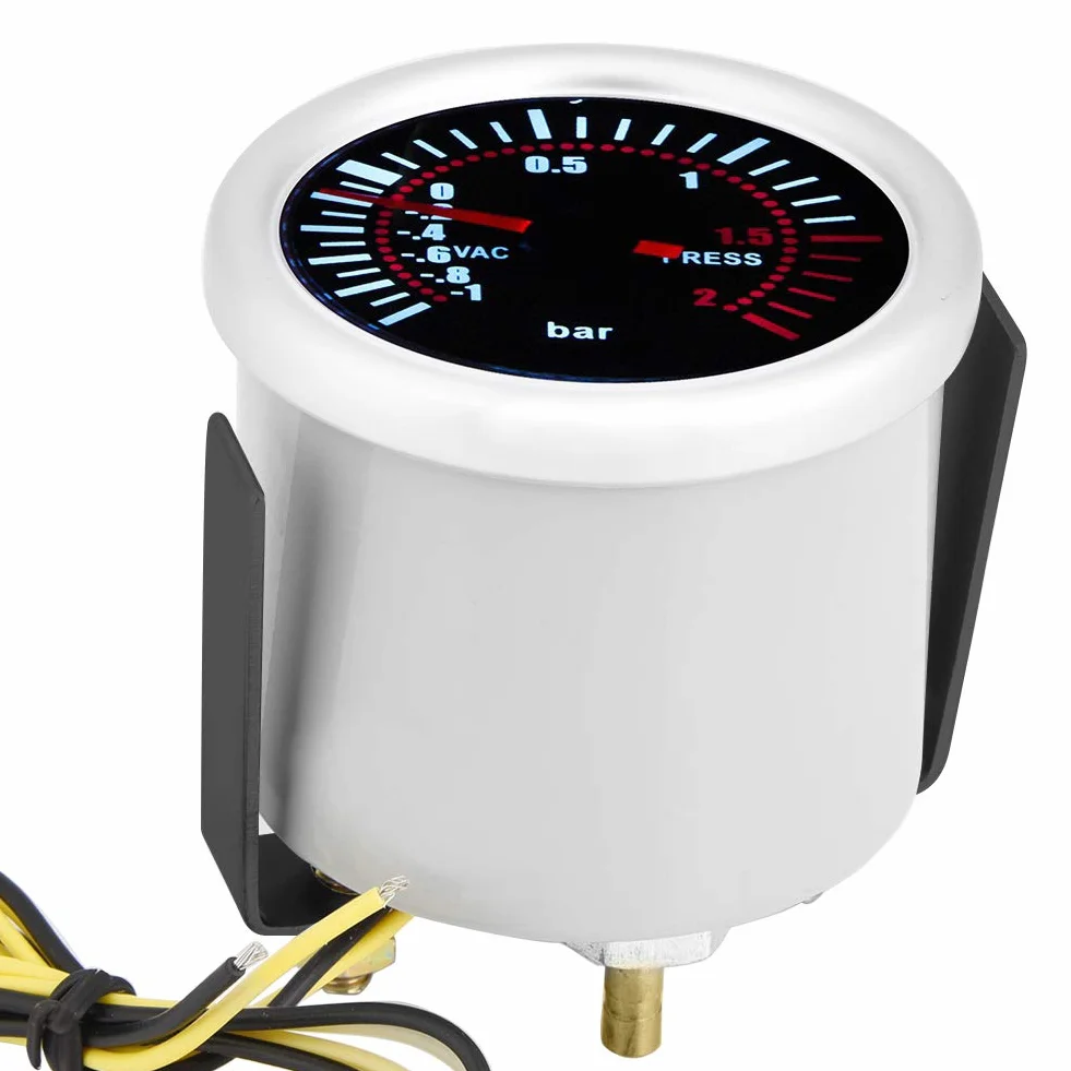 Samochodowy wskaźnik doładowania turbo, uniwersalny cyfrowy wskaźnik PSI 12 V LED Akozon z rurą PVC i czarną tarczą T-kształtną