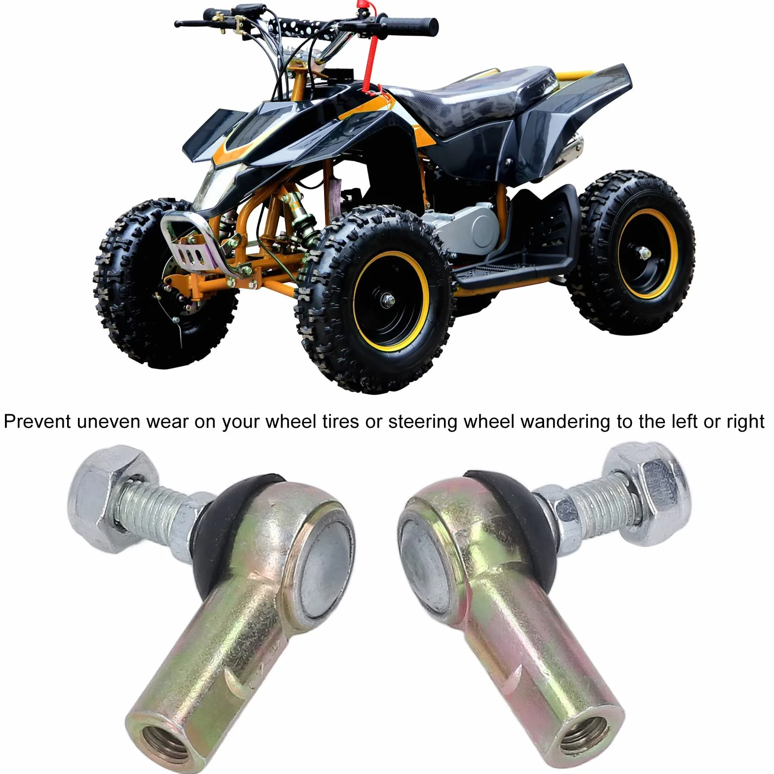 2 końcówki drążka kierowniczego M10 Rocker Ball Joints Quad Tie Rods Universal Tie Rod Ball Joints do ATV Scooter Karting, Default