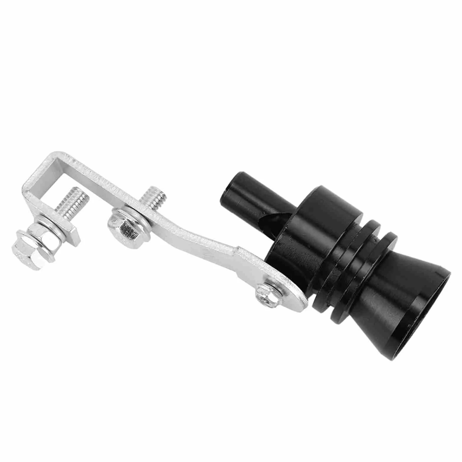 Qiilu Turbo gwizdek, symulator zaworu wydechowego rury wydechowej samochodu ze stopu aluminium czarny Turbo gwizdek odpowiedni do hałasu tłumika samochodowego