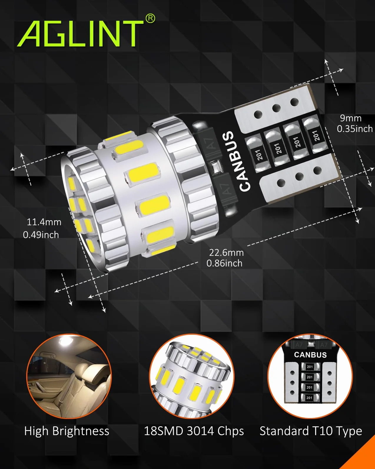 Żarówka LED 194 CANBUS bez błędów T10 W5W 501 168 2825 Wedge Niezwykle jasna żarówka zastępcza 18SMD do oświetlenia wnętrza samochodu LED kopuła mapa oświetlenie grzecznościowe bagażnika