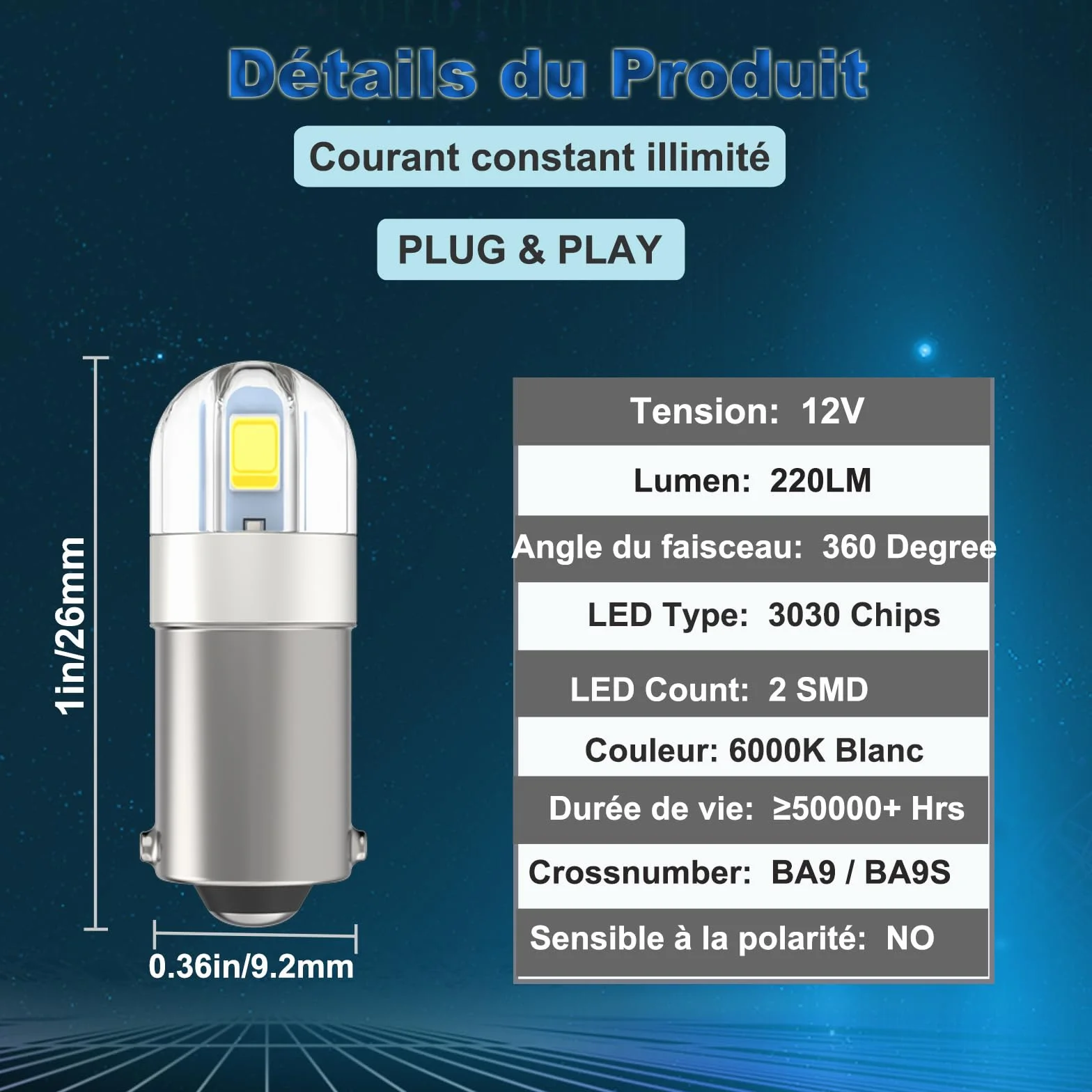 6 sztuk Ba9s Żarówka LED, T11 1891 53 57 T4W, 6000K Biały 47830 64111 3893 LED Wnętrze samochodu Żarówka Kopuła Karta Tablica rejestracyjna schowek światło