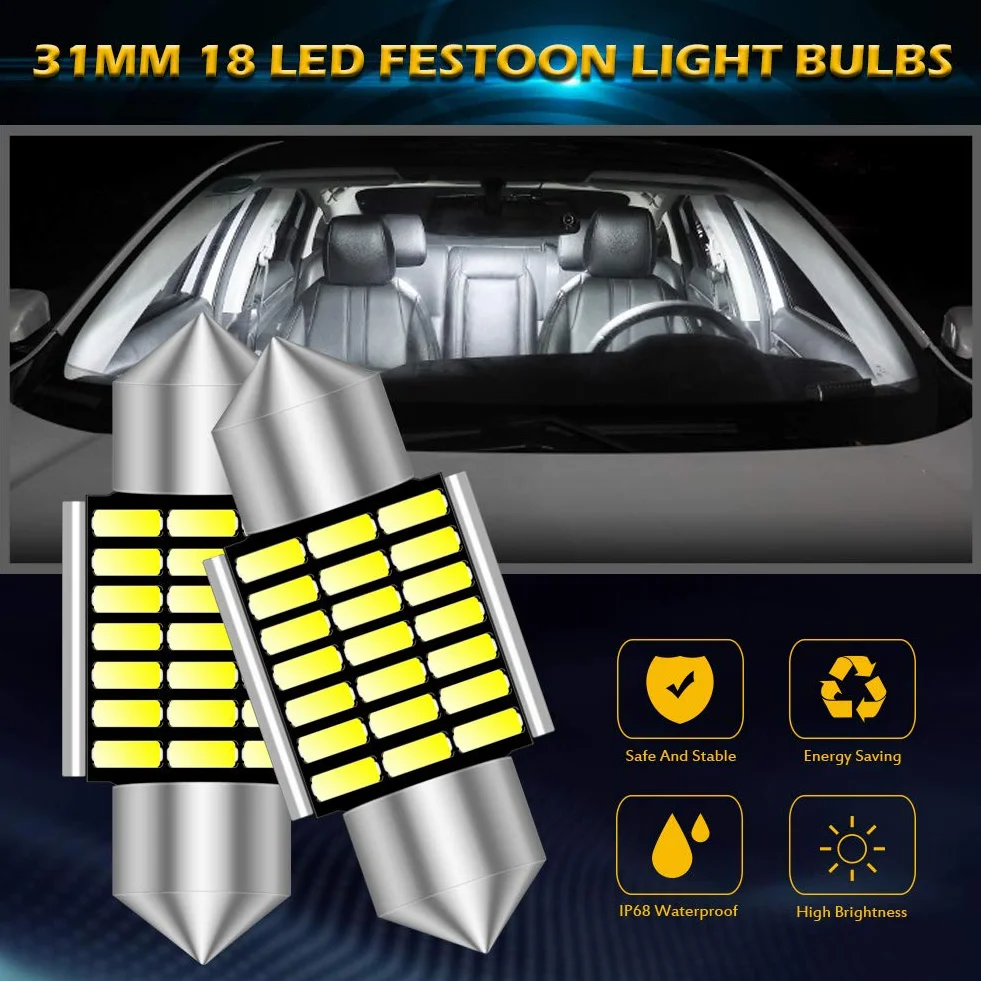 KATUR żarówki LED festoon 31mm C5W 6000K biała super jasna z chipsetami Canbus, wolne od błędów, do 3175 DE3175 DE3021 3022 3021 oświetlenie wewnętrzne, kopułki, tablica rejestracyjna, światła drzwi