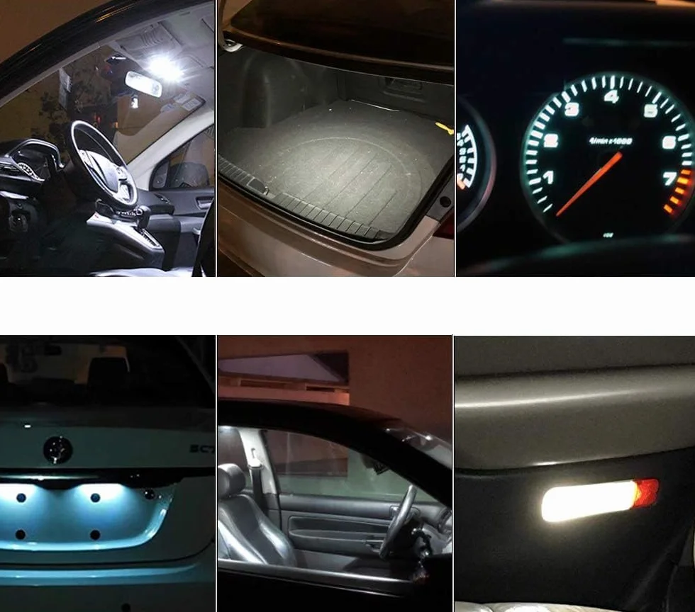 6 sztuk Ba9s Żarówka LED, T11 1891 53 57 T4W, 6000K Biały 47830 64111 3893 LED Wnętrze samochodu Żarówka Kopuła Karta Tablica rejestracyjna schowek światło