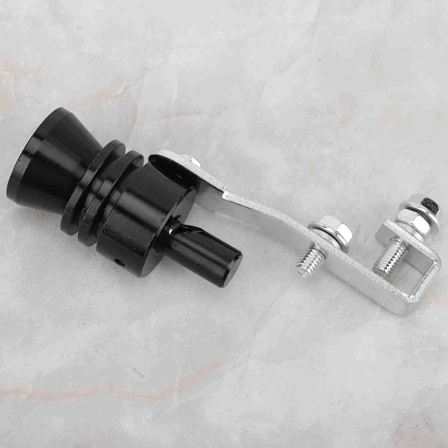 Qiilu Turbo gwizdek, symulator zaworu wydechowego rury wydechowej samochodu ze stopu aluminium czarny Turbo gwizdek odpowiedni do hałasu tłumika samochodowego