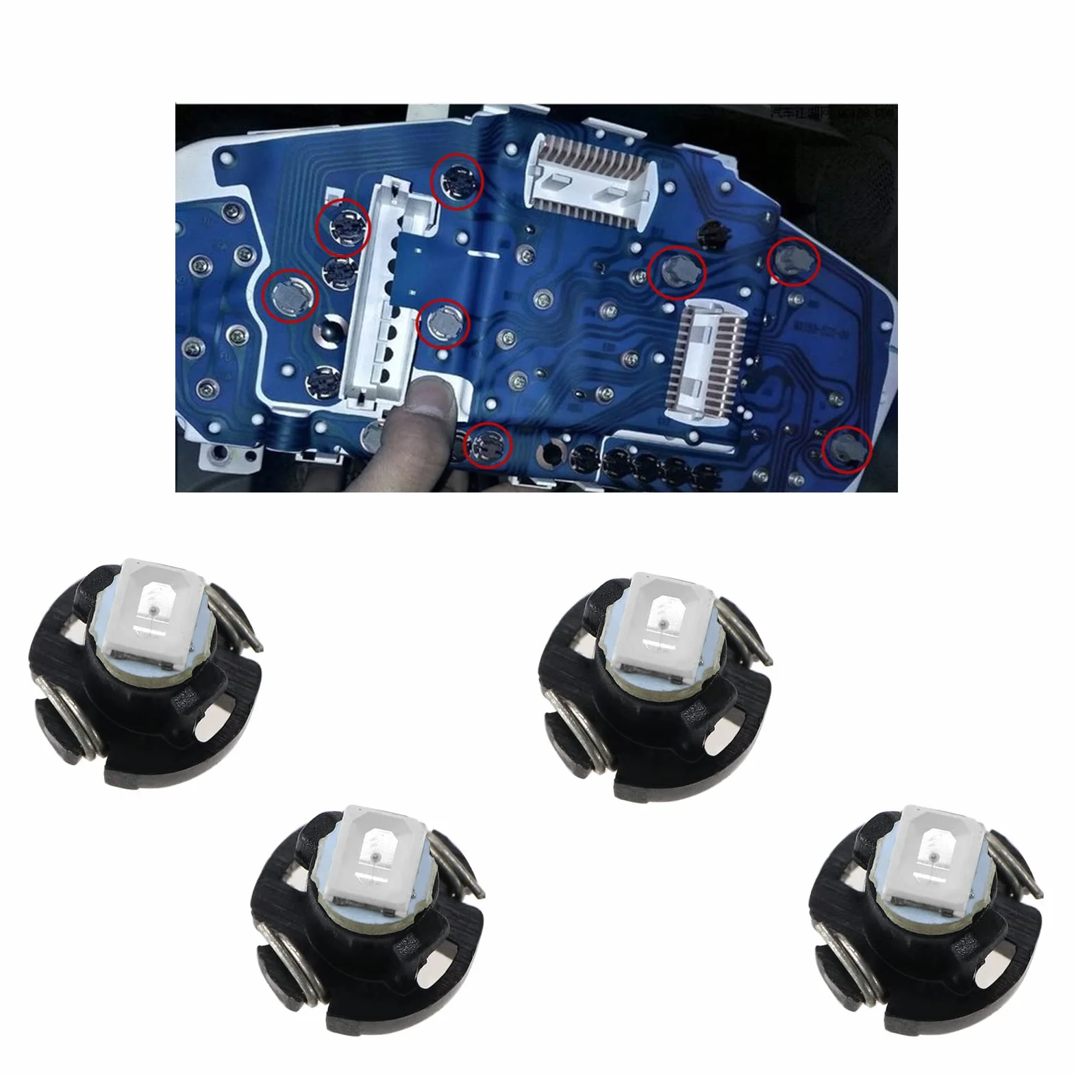 Create idea 10 szt. T3 8 mm stożkowa żarówka LED 1 LED SMD1210 chip 10 lm niezwykle jasna do samochodu, na deskę rozdzielczą, instrument do czytania, wskaźnik światła panelu, 12 V, 6000 K, białe